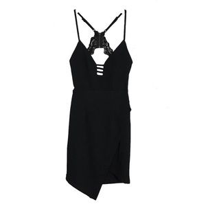 LF RUMOR Boutique Black Lace Asymmetrical Dress